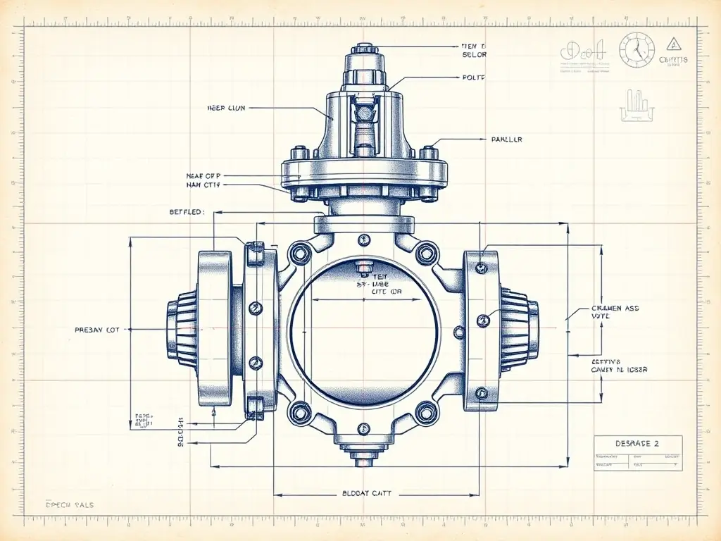 A detailed 2D technical drawing of a cement plant component, showcasing precise measurements and specifications, set against a blueprint background.