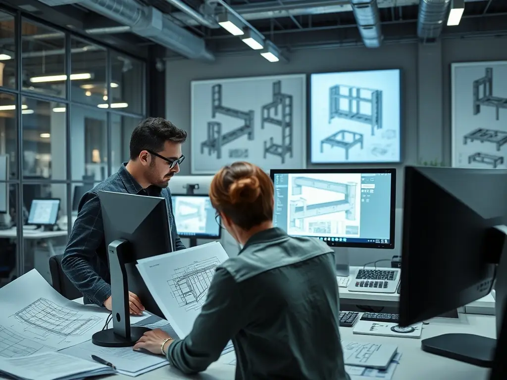 A photograph of SF Drafting's office environment, emphasizing the use of advanced drafting software and technology to deliver high-quality results.